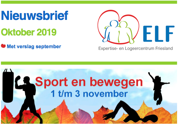 Nieuws van ELF in oktober met uitnodigingen voor ouderbijeenkomst en logeerweekend begin november, de logeerkalender 2020 en het verslag van het septemberweekend